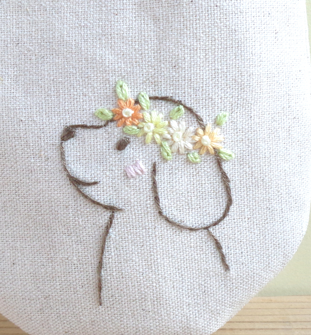 癒やしの刺繍 花かんむりの子犬 無料図案有り Embroidery Tutorial Puppy Heart Being Blog