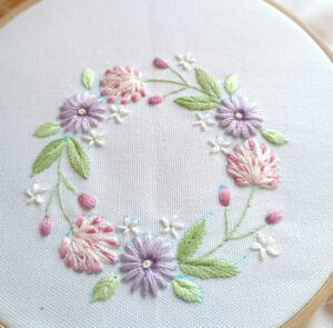 ＊こりどらす＊布リース　刺繍リボン　紫陽花リース 紫陽花リース・ブルー | L'arbre Flower&Green sutdio